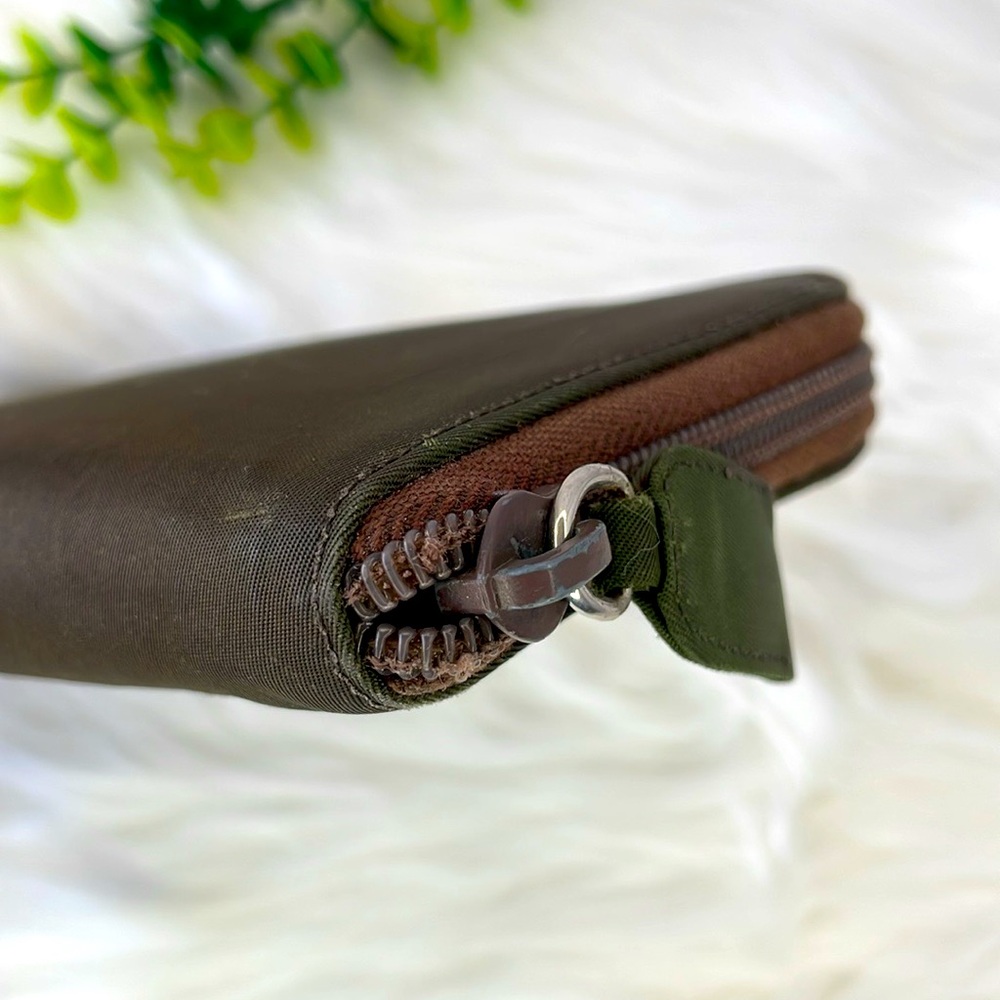 Prada Army green & Brown Nylon Zippy Wallet - Picture 6 of 16